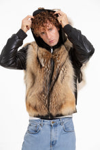 Load image into Gallery viewer, The Melbourne Pure Wolf Fur Leather Black Men Jacket