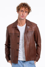 Load image into Gallery viewer, The Glasgow Tan Handwoven Leather Men Jacket