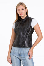 Load image into Gallery viewer, The Strasbourg Pythn Skin Leather Black Zip-Up Vest Women Jacket