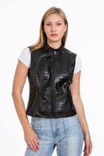 Load image into Gallery viewer, The Strasbourg Pythn Skin Leather Black Zip-Up Vest Women Jacket