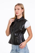 Load image into Gallery viewer, The Strasbourg Pythn Skin Leather Black Zip-Up Vest Women Jacket