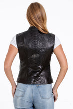 Load image into Gallery viewer, The Strasbourg Pythn Skin Leather Black Zip-Up Vest Women Jacket