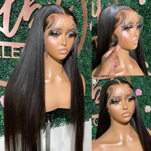 Load image into Gallery viewer, Long Straight 13X4 Lace Frontal Wig Black Color Synthetic Wigs For Black Women Preplucked With Baby Hair Bleach Knots Glueless