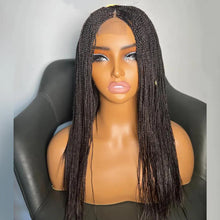Load image into Gallery viewer, 28" Micro Twist Braided Wig | 1B Black | Front Lace | Glueless | Petite Cap | For Black Women