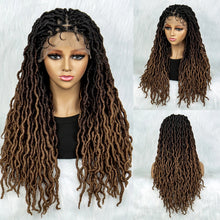 Load image into Gallery viewer, Knotless Box Braided Wig with Curly Ends &amp; Baby Hair | Synthetic Lace Front Wig for Black Women