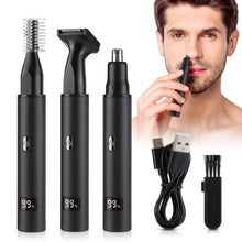 Load image into Gallery viewer, 3-in-1 Rechargeable Nose, Ear, Eyebrow &amp; Beard Trimmer with LED Display - USB Portable Hair Clipper for Men