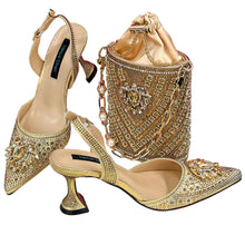 Load image into Gallery viewer, Women Shoes and Bag Set With Rhinestone Handbag EDTR54