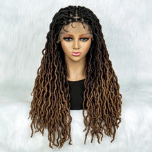Load image into Gallery viewer, Knotless Box Braided Wig with Curly Ends &amp; Baby Hair | Synthetic Lace Front Wig for Black Women