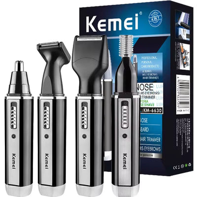 4-in-1 Rechargeable Nose & Ear Trimmer for Men, Beard & Eyebrow Groomer with Washable Heads