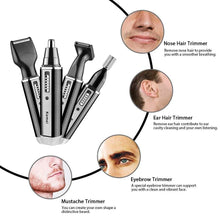 Load image into Gallery viewer, 4-in-1 Cordless Rechargeable Nose, Ear, Beard &amp; Hair Trimmer Grooming Kit