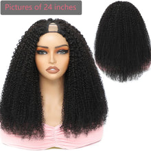 Load image into Gallery viewer, 200% Density Afro Kinky Curly Human Hair V Part Wig for Africa-American Women V Part Wig Easy Install Machine Made SewIn Wig