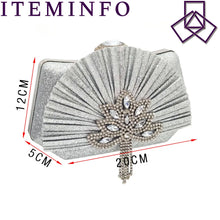Load image into Gallery viewer, Women's Silver Mid Heels Frosted Crystal Shoes And Bag Set