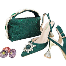 Load image into Gallery viewer, Women's Shoes and Bag Set with Shinning Crystal EDL435