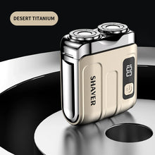 Load image into Gallery viewer, Mini Rechargeable Electric Shaver – Digital Display Dual Rotary Blades &amp; Trimmer, Waterproof Travel Shaver (60 Min Run Time)