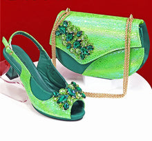 Load image into Gallery viewer, Elegant Rhinestone High-Heels Shoes &amp; Handbag Set NMG54
