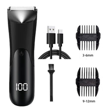 Load image into Gallery viewer, Men's Groin &amp; Body Hair Trimmer Electric Wet and Dry Shaver with Stainless Steel Blade and 2 Guard Combs