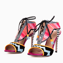 Load image into Gallery viewer, The Santa Amaro Multicolor T-Strap Lace-Up Leather Women Sandal
