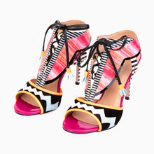 Load image into Gallery viewer, The Santa Amaro Multicolor T-Strap Lace-Up Leather Women Sandal