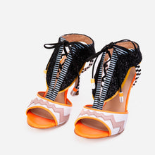 Load image into Gallery viewer, The Santa Amaro Orange Glitter Leather Women Sandal