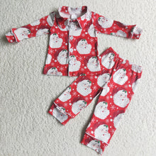 Load image into Gallery viewer, Santa print boy Christmas pajamas