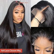 Load image into Gallery viewer, 200% Density Glueless 5x5 Straight Lace Closure Wig Human Hair For Women 4x4 HD Transparent Pre Plucked Closure Wigs