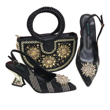 Load image into Gallery viewer, Italian Design Shoes And Bag Paired With Handmade Petal Clutches