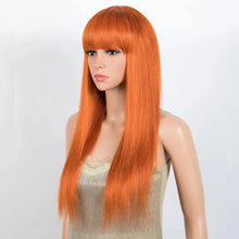 Load image into Gallery viewer, Dirty Pink Straight Human Hair Wig with Bangs | Full Machine Made Brazilian Remy for Women (Wear &amp; Go)