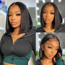 Load image into Gallery viewer, Straight Lace Bob Wig Yellow 13x4 Lace Front Human Hair Wig For Women Transparent Short Bob Wig Pixie Cut Brazilian 220% Density