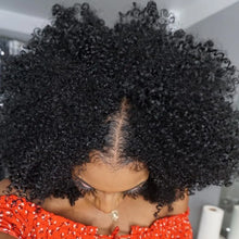 Load image into Gallery viewer, 200% Density Afro Kinky Curly Human Hair V Part Wig for Africa-American Women V Part Wig Easy Install Machine Made SewIn Wig