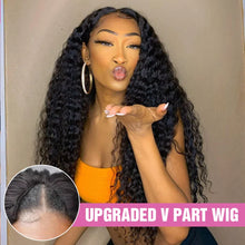 Load image into Gallery viewer, 250% V Part Wig Human Hair No Leave Out Upgrade U Part Machine Made Deep Wave Curly Human Hair Wigs For Women 100% High Density