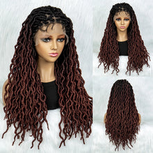 Load image into Gallery viewer, Knotless Box Braided Wig with Curly Ends &amp; Baby Hair | Synthetic Lace Front Wig for Black Women