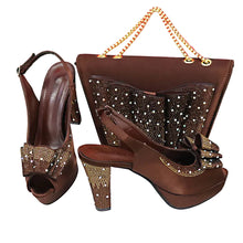 Load image into Gallery viewer, High Quality Thin Heels Ladies Shoes Matching Bag Set YT6543