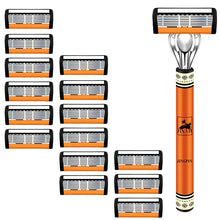 Load image into Gallery viewer, 6-Layer Stainless Steel Safety Razor Set for Men - Replaceable Blade Head, Manual Shaving