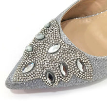 Load image into Gallery viewer, Women's Silver Mid Heels Frosted Crystal Shoes And Bag Set