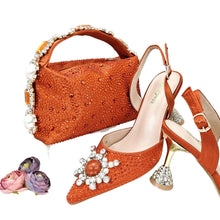 Load image into Gallery viewer, Women's Shoes and Bag Set with Shinning Crystal EDL435
