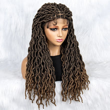 Load image into Gallery viewer, Knotless Box Braided Wig with Curly Ends &amp; Baby Hair | Synthetic Lace Front Wig for Black Women