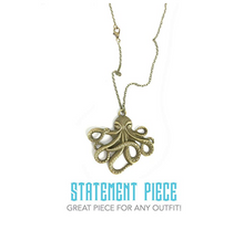 Load image into Gallery viewer, Octopus Necklace Steampunk Nautical Gothic Tentacle Pendant Silver or Bronze