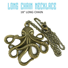 Load image into Gallery viewer, Octopus Necklace Steampunk Nautical Gothic Tentacle Pendant Silver or Bronze