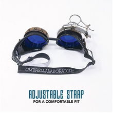 Load image into Gallery viewer, Handmade Victorian Steampunk Goggles with Loupe - blue, red, purple, black, clear, green, light blue lenses