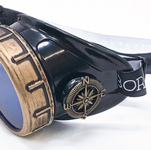 Load image into Gallery viewer, Handmade Victorian Steampunk Goggles with Loupe - blue, red, purple, black, clear, green, light blue lenses