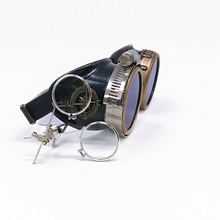 Load image into Gallery viewer, Handmade Victorian Steampunk Goggles with Loupe - blue, red, purple, black, clear, green, light blue lenses