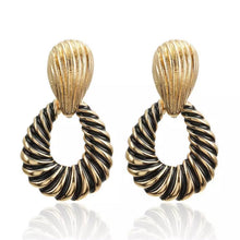Load image into Gallery viewer, Gold Stripped African Drop Earrings