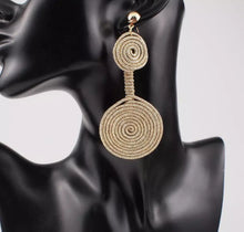 Load image into Gallery viewer, Spiral Wire Wrapping Double Circle Drop Earrings Earrings