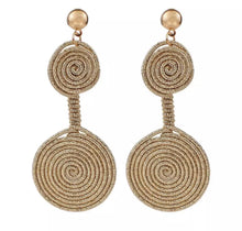 Load image into Gallery viewer, Spiral Wire Wrapping Double Circle Drop Earrings Earrings