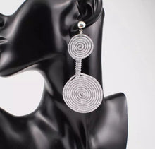 Load image into Gallery viewer, Spiral Wire Wrapping Double Circle Drop Earrings Earrings
