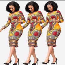 Load image into Gallery viewer, African Print Dashiki Midi Dress