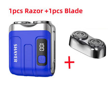 Load image into Gallery viewer, Mini Rechargeable Electric Shaver – Digital Display Dual Rotary Blades &amp; Trimmer, Waterproof Travel Shaver (60 Min Run Time)