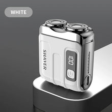 Load image into Gallery viewer, Mini Rechargeable Electric Shaver – Digital Display Dual Rotary Blades &amp; Trimmer, Waterproof Travel Shaver (60 Min Run Time)