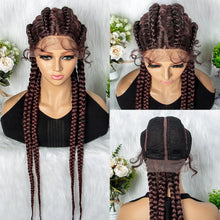 Load image into Gallery viewer, 32" Full Lace Four Braid Box Braids Wig | Kanekalon Synthetic Braided Wig for Black Women