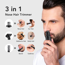 Load image into Gallery viewer, 3-in-1 Rechargeable Nose, Ear, Eyebrow &amp; Beard Trimmer with LED Display - USB Portable Hair Clipper for Men